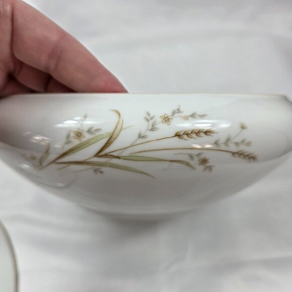 Fine China of Japan Golden Harvest Covered Vegetable Bowl Gold Wheat Sprays - Picture 7 of 14